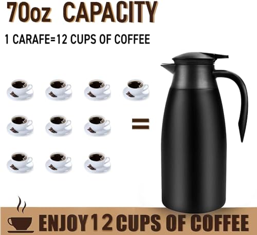 70oz Coffee Carafe Airpot Insulated Coffee Urn Stainless Steel Vacuum Thermal Pot Flask Dispenser for Coffee