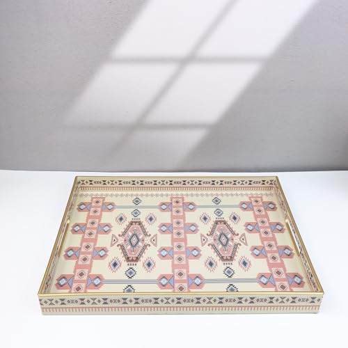 Plastic Serving Tray with Handles for Coffee Table