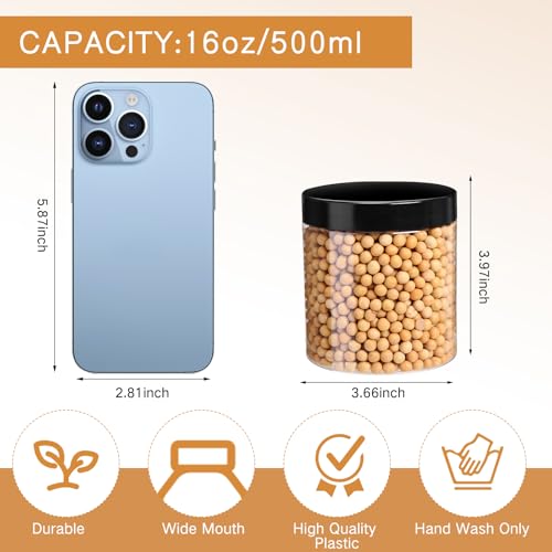 4 Pcs Plastic Jars Wide Mouth with Lids (4 Count)