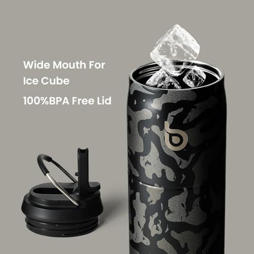 Stainless Steel Water Bottle 32 oz Black Camouflage