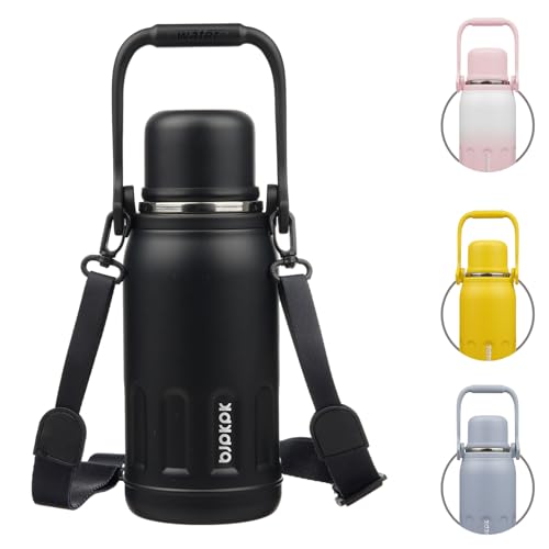 Stainless Steel Insulated Bottle with Handle & Strap