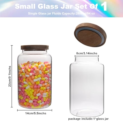 Glass Canister Glass 94oz 1Pack Food Storage Jars With Airtight Lids Borosilicate Glass Coffee Canister Container for Coffee Beans & Grounds Tea Sugar Spices Kitchen