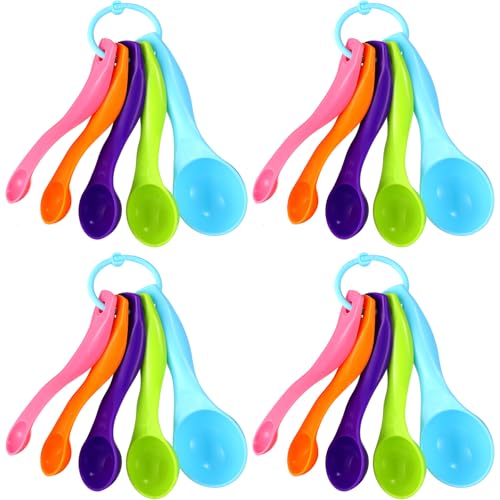 20 Pcs Colorful Plastic Measuring Spoons for Kitchen Baking