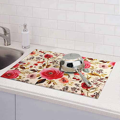 Large Dish Drying Mats For Kitchen Counter Microfiber Kitchen Drying Mat XL Draining Pad Absorbent Quick Drying Dish Mat 18x24 Inch