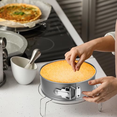 4 Pcs 7 Inch Non Stick Springform Pan with Removable Bottom Carbon Steel Round Springform Cheesecake Pan with Stainless Steel Spring Buckles for Baking Kitchens Restaurant (4 Count)