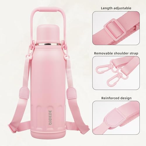 Stainless Steel Insulated Bottle with Handle & Strap