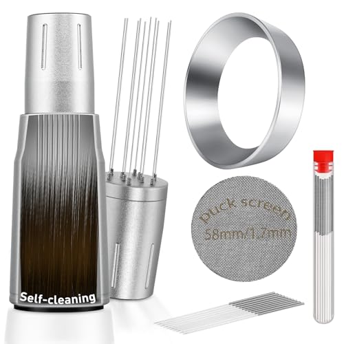 WDT Tool Espresso Distributor Accessory kit &1.7mm Thickness 150μm Mesh Puck Screen & 8 Magnets dosing ring Compatible with Breville Portafilter