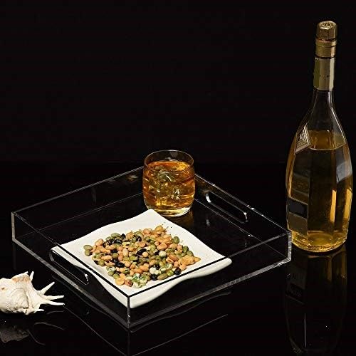 Clear Sturdy Acrylic Serving Tray with Handles