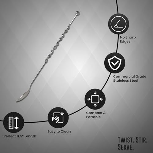 11.5 Inch Stainless Steel Bar Spoon with Swirl Stem for Coffee
