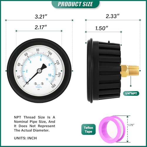 0 160PSI Stainless Steel Liquid Filled Pressure Gauge