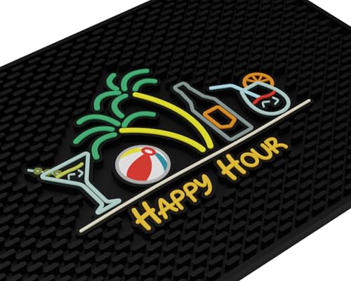 Happy Hour Silicone Bar Mat for Bartending 18x12 in