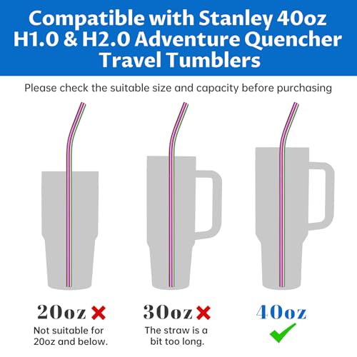 8PCS Stainless Steel Straws Fit for 40oz Stanley Tumblers (8 Count)