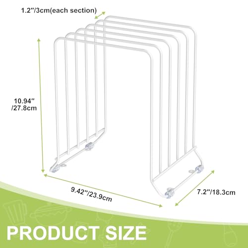 2 Pack-X-Large Kitchen Cabinet Organizer - Storage Tray Organizer Rack for Kitchen Cabinet - Divided Holder with 5 Slots for Skillets, Cutting Board, Baking Sheets- (White) (2 Count)