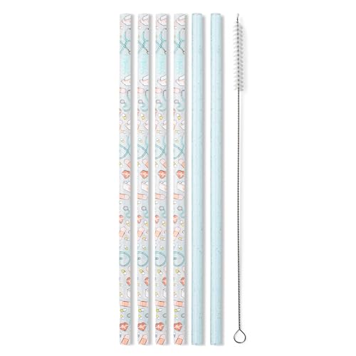 Reusable Straw Set with Cleaning Brush (6 Count)