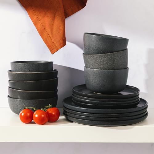 James Street Stoneware Matte Reactive Double Bowl Dinnerware Set