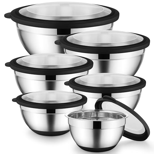 Mixing Bowls with Lids Set of 6 for Kitchen (9 Count)