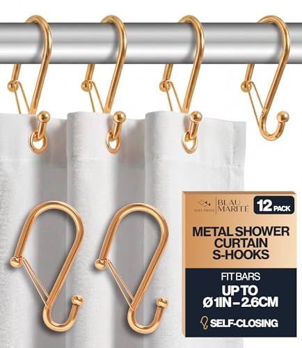 12 Decorative Metal Shower Curtain Hooks (12 Count)