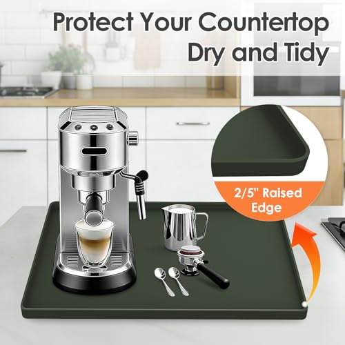 Silicone Coffee Maker Mat with Lip for Countertops