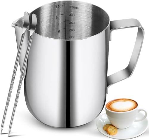 Milk Frothing Pitcher Stainless Milk Cup with Art Pen