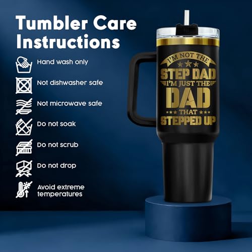 Stepdad Stepped Up Dad 40 oz Tumbler with Handle