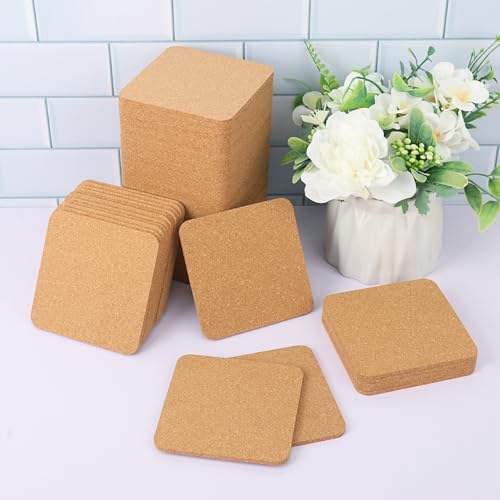 130 Pieces 4 x 4 Inch Cork Coasters for Drinks (130 Count)