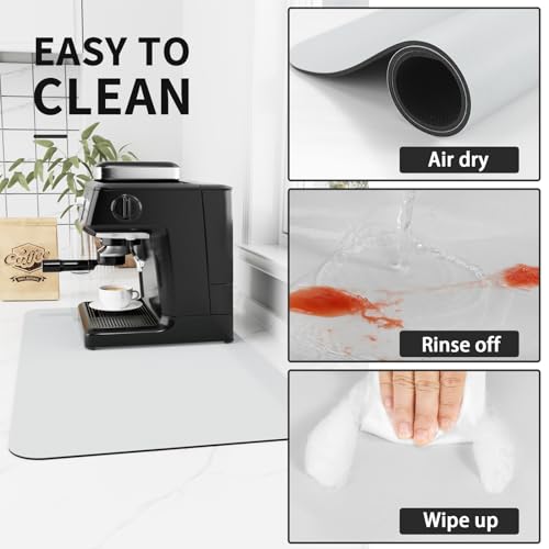 Coffee Mat Absorbent Hide Stain Rubber Backed Dish Drying Mat for Kitchen Counter