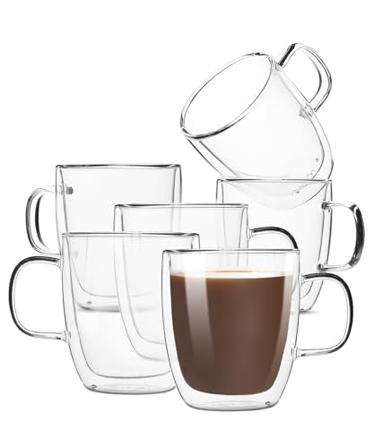 BTaT Double Walled Glass Coffee Mugs (6 Count)