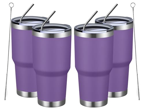 30oz Insulated Tumbler With Lids and Straws (4 Count)