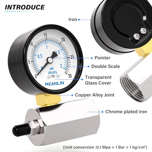 0 30Psi 2" Steel Double Graduated Air Test Pressure gauges