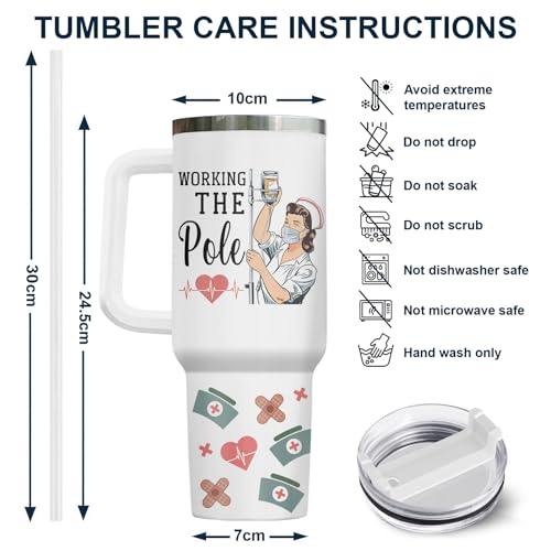 Funny Nurse Working 40 oz Tumbler with Handle