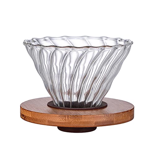 Glass Pour Over Coffee Dripper with Bamboo Stand
