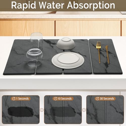 Large Stone Dish Drying Mat for Kitchen Counter (2 Count)