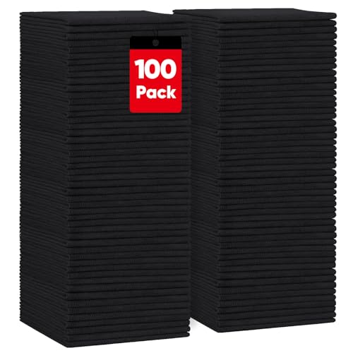 Black Microfiber Cleaning Cloth 100PK (100 Count)