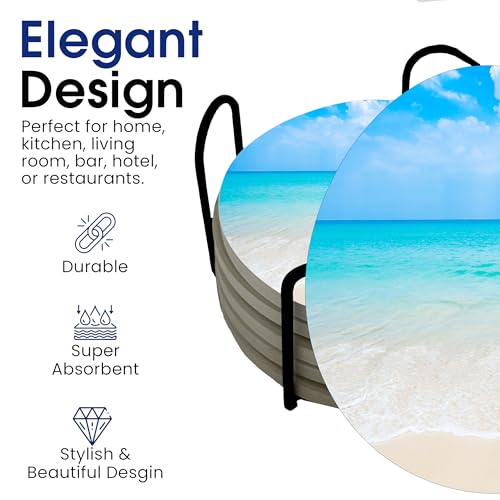 Ocean Coastal Theme Round Coasters Set of 6