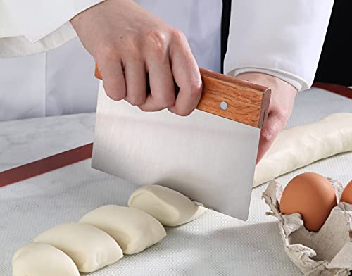 Bakery Grade Stainless Steel Dough Scraper with Wood Handle