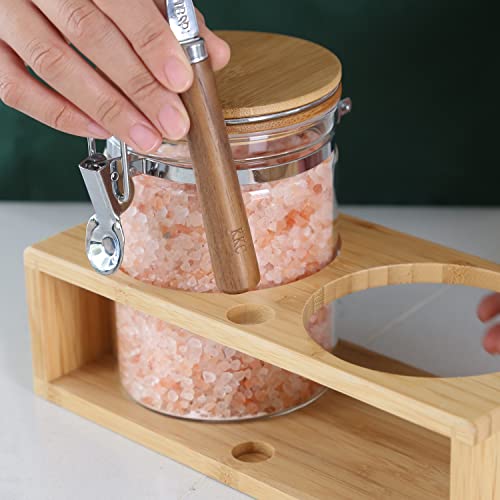 KKC Glass Tea Canister with Bamboo Lids & Spoon