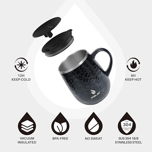 16 oz Insulated Coffee Mug with Lid and Handle
