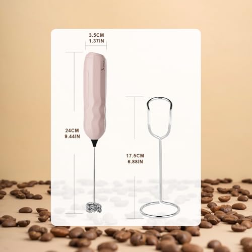 Ultra Fast Handheld Milk Frother Double Whisk with Stand 2 Batteries Stainless Steel for Lattes Cappuccino Matcha Hot Chocolate Coffee Bar Accessories Kitchen Gadgets Gift