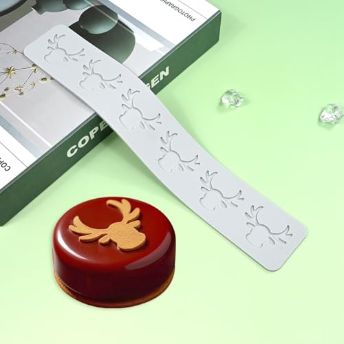3D Hollow Out Lace Mold Silicone Christmas Deer Head Shape Fondant Molds Chocolate Mould for Cake Pastry Decor Baking Gumpastes Moulds Decoration