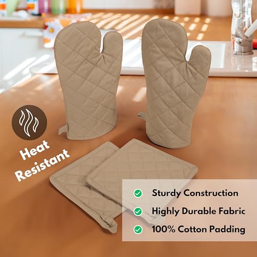 Pot Holders and Oven Mitts Sets for Kitchen Heat Resistant (4 Count)