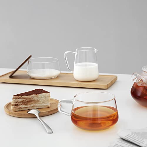 VIVA Classic Glass Coffee Mug or Tea Cup and Saucer Made of Bamboo Wood
