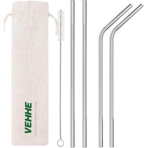 Metal Straws Stainless Steel Reusable Straws Set (4 Count)