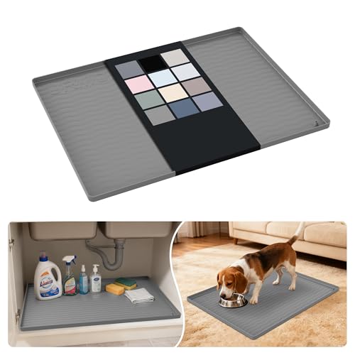 Waterproof Silicone Under Sink Mat 25'' x 19'' Shelf Liner for Kitchen and Bathroom