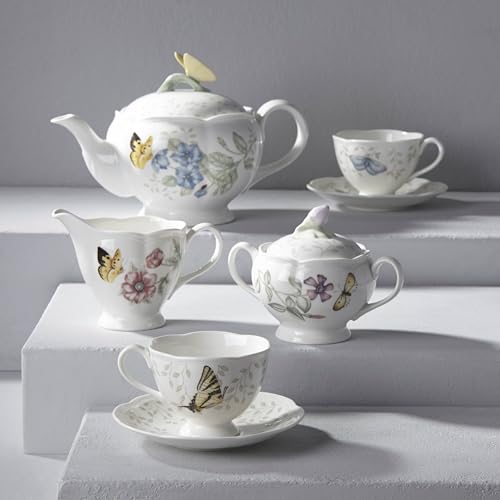 Butterfly Meadow Porcelain Teapot and Tea Cup Set (7 Count)