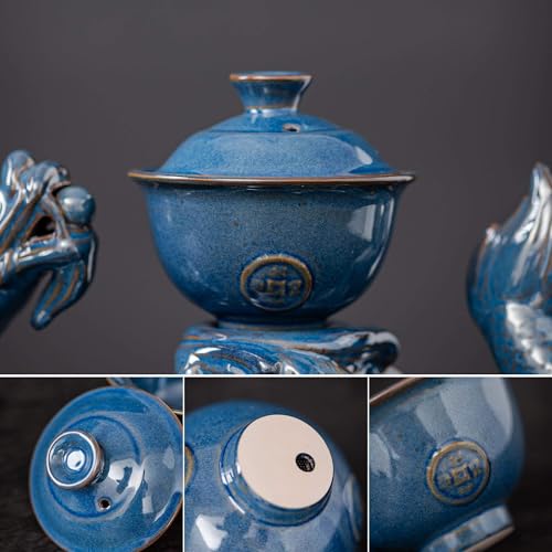 Ceramic Teapot with Infuser Semi Automatic Tea Set Magic Teapot with 8 cups Gradient Color