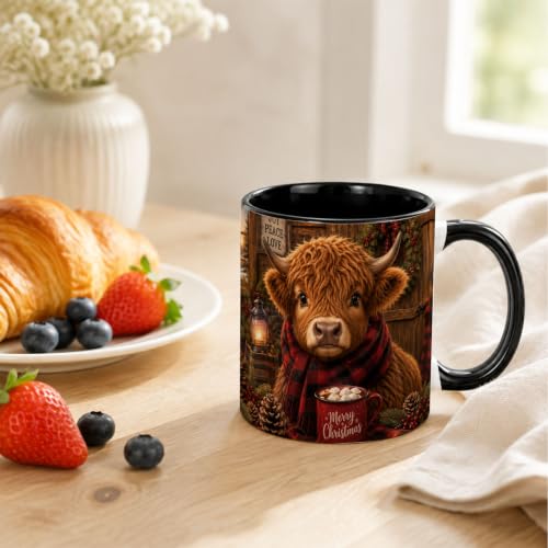 Cozy Christmas Highland Cow Coffee Mug