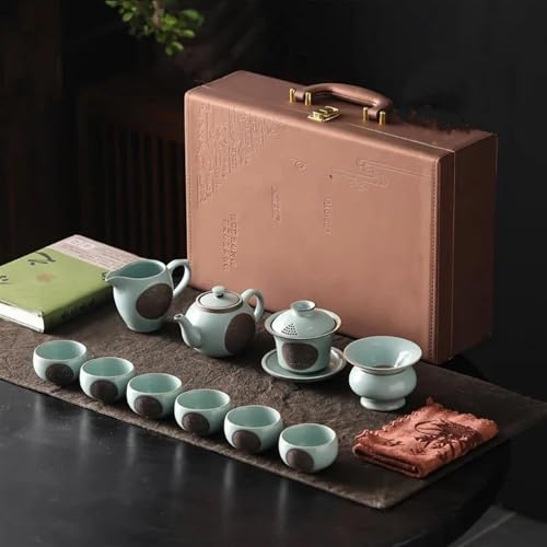 Tea Sets Teaware Set Gift Box Ruyao Ceramics Household Kung Fu Teaware Set Tea Pot Tea Cup Tea Plate Travel Tea Set Teapot