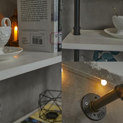 Industrial Pipe Shelving Rustic White Pipe Wall Shelves Industrial Shelves with Wood Planks Floating Shelves 60 Inch Farmhouse Bathroom (3 Count)