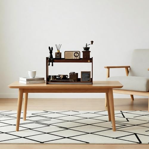 Wooden Cup Holder 2 Tier Walnut Shelf Organizer