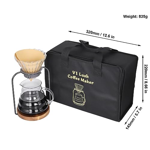 Pour Over Coffee Dripper Stand Transparent Glass Dripper Server with Paper Coffee Filters Manual Hand Drip Coffee Brewing Kit for Home Office Camping
